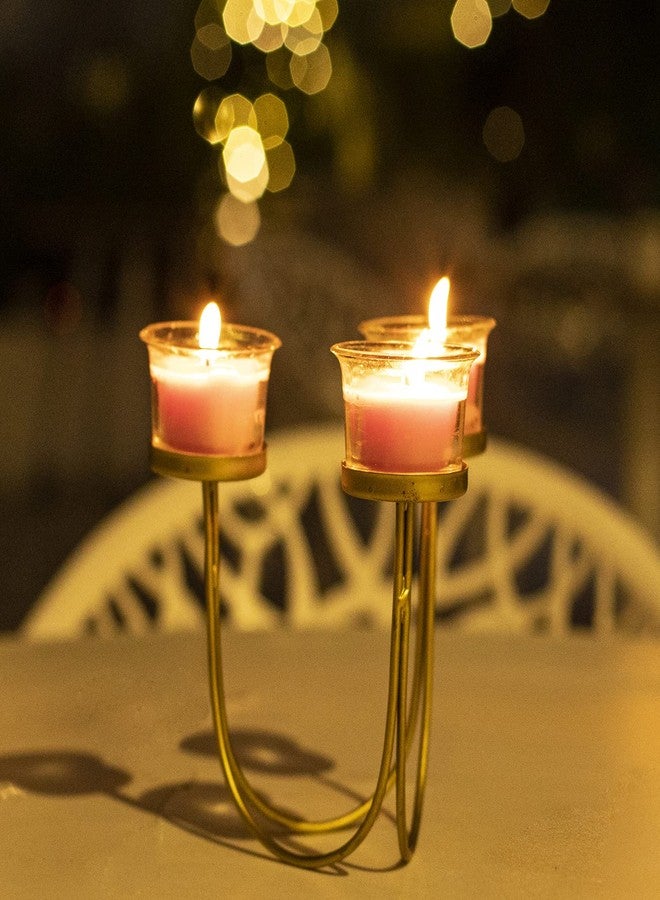 حامل شموع معدني متعدد الاستخدامات من كاميري بازار مع 3 شموع زجاجية - Image 3